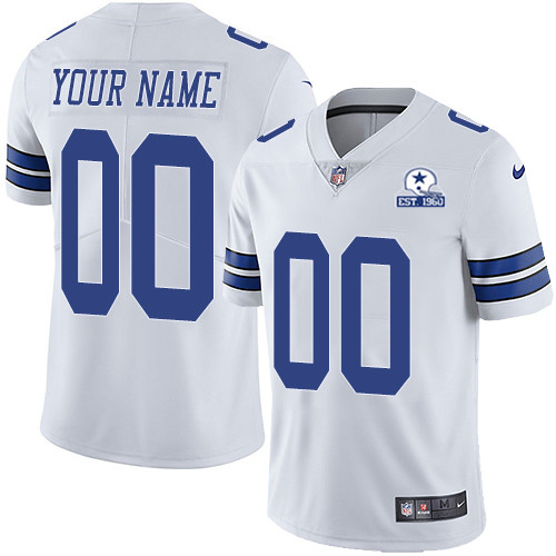 Men's Dallas Cowboys White Customized With Established In 1960 Patch Limited Stitched Jersey